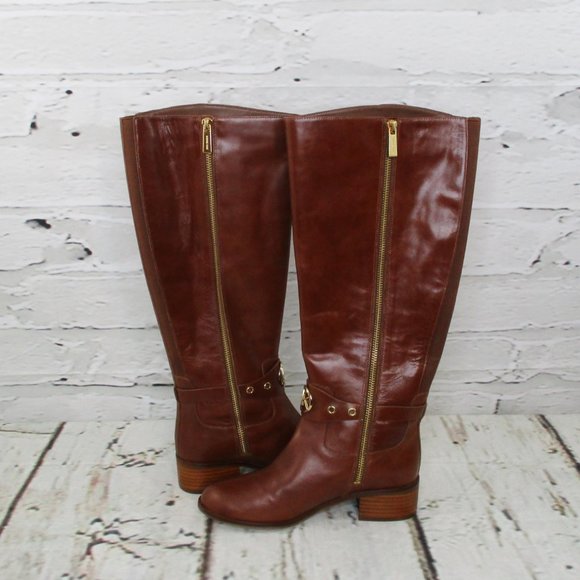 Michael Kors Heather Leather Wide Calf Riding Boots - Picture 3 of 9